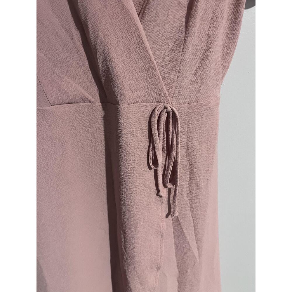 Monteau Dress Womens S Pink Wrap Short V-Neck Flutter Sleeve Tie Belted - Picture 2 of 5